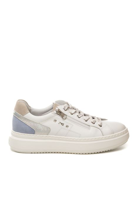 Sneaker pelle bianco/azzurro/rosa NERO GIARDINI | E615285CILE-707